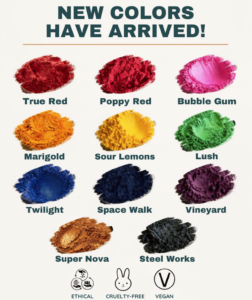 color chart of powders update Oct. 2026